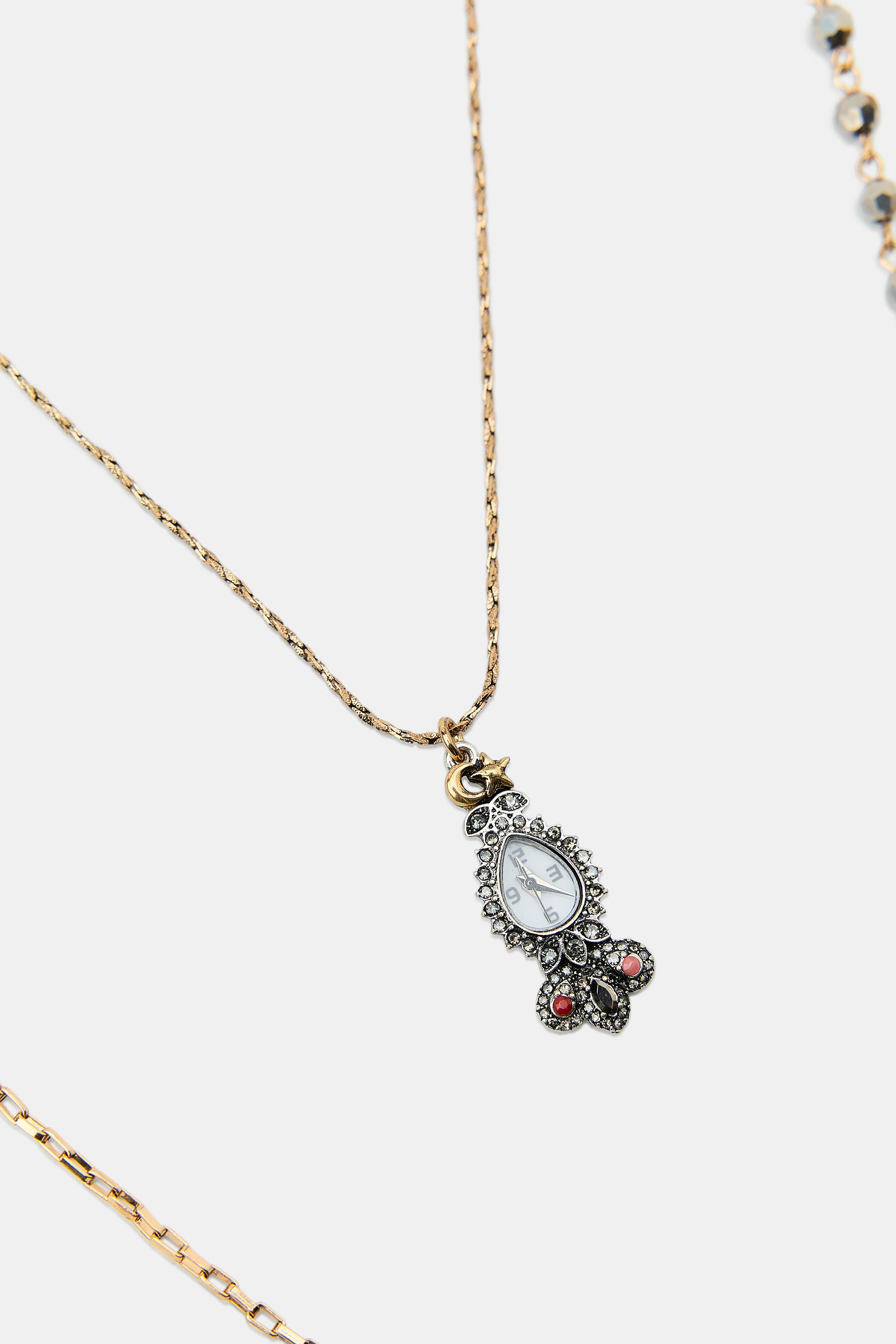 LOT DE 3 COLLIERS CHARMS MONTRE